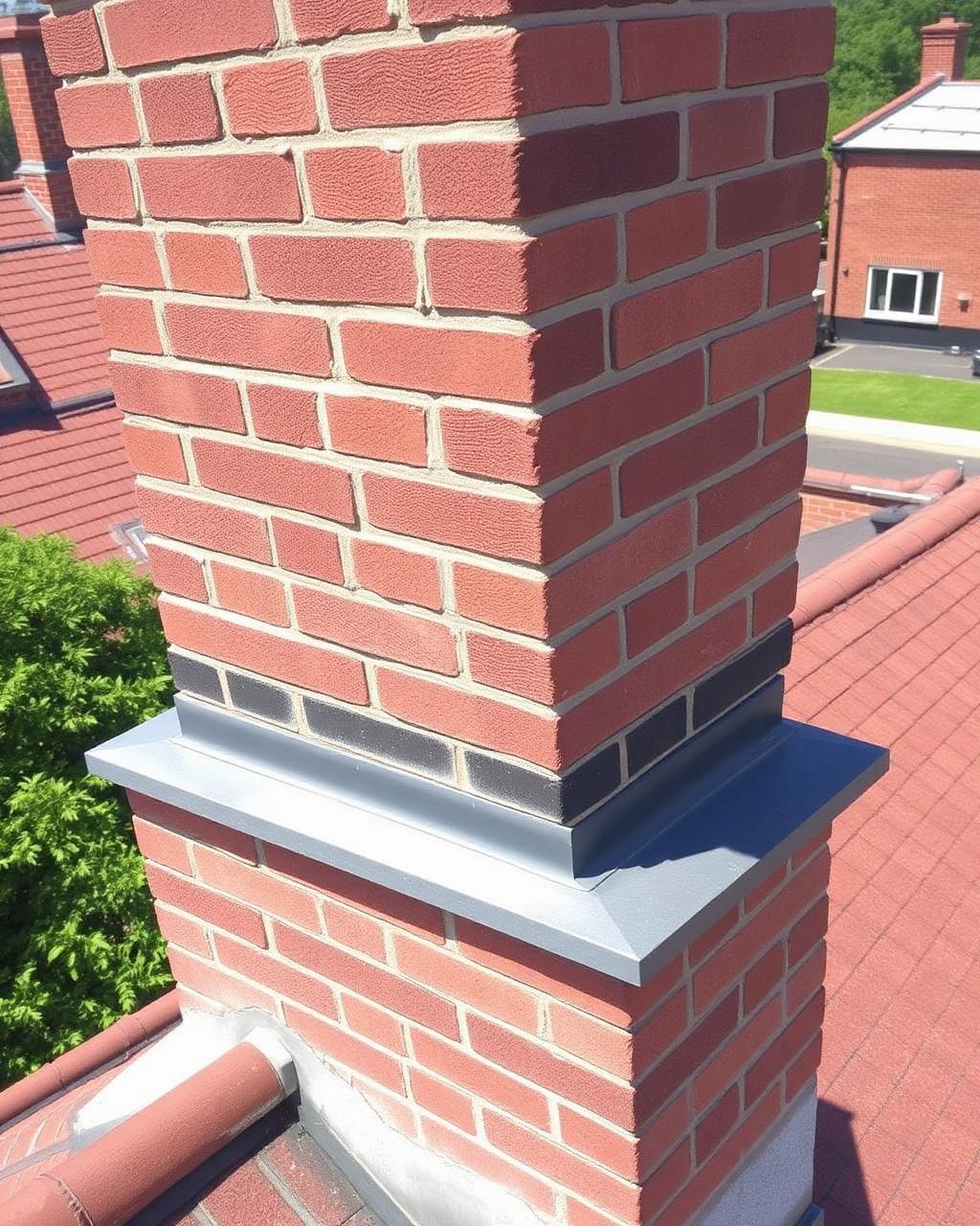 Chimney repair and lead flashing before and after
